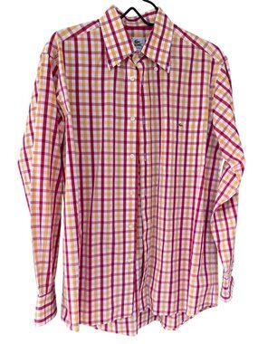 Lacoste Mens Multicolor Checkered Long Sleeve Button-Down Shirt Sz 42 L Tunisia